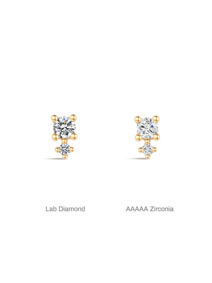 KOSINER 14K Solid Gold Simple Spliced Flat Back Stud