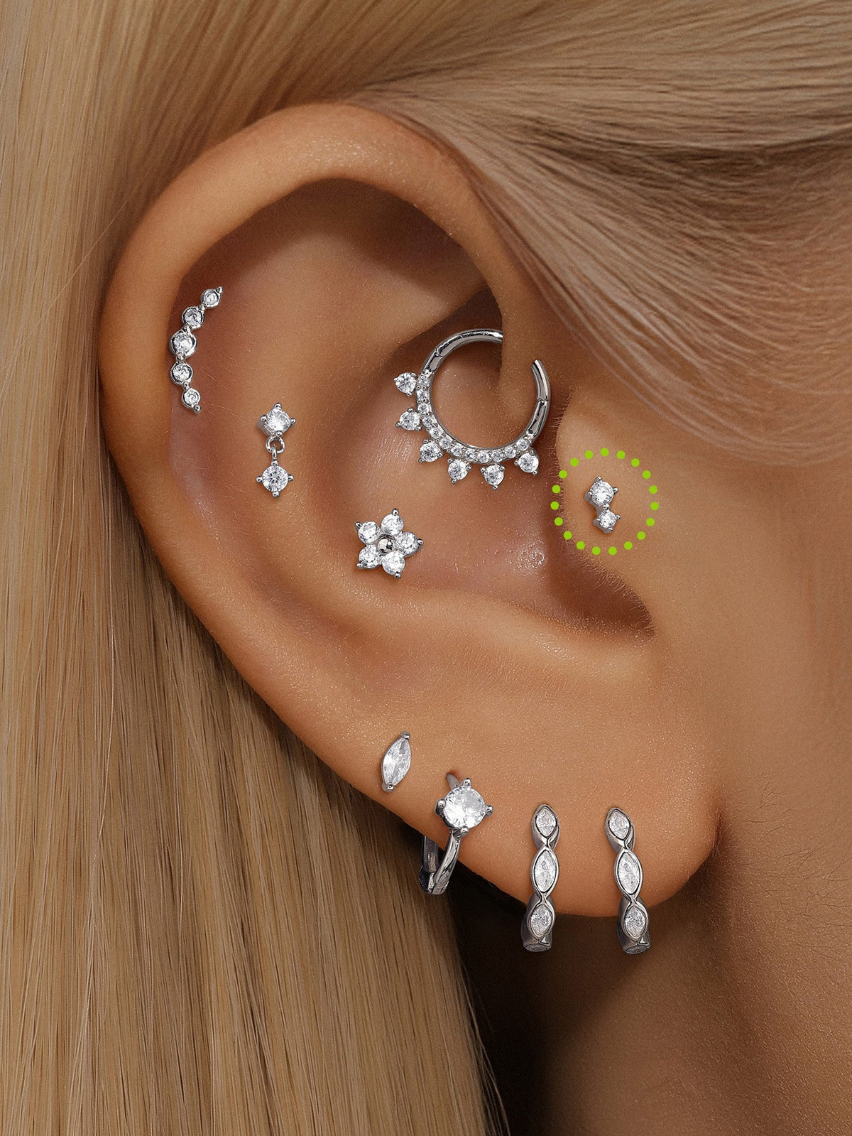 KOSINER 14K Solid Gold Simple Spliced Flat Back Stud