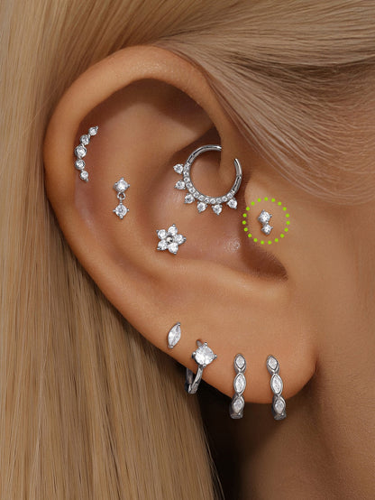 KOSINER 14K Solid Gold Simple Spliced Flat Back Stud