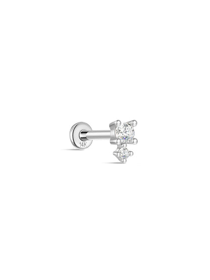 KOSINER 14K Solid Gold Simple Spliced Flat Back Stud