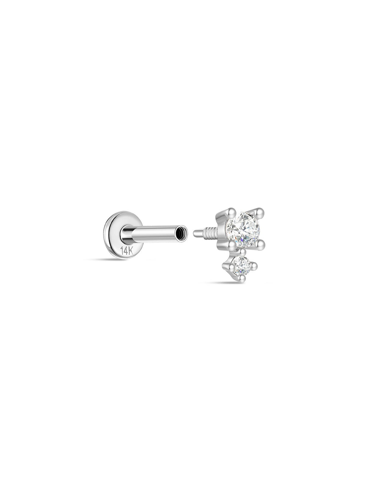 KOSINER 14K Solid Gold Simple Spliced Flat Back Stud