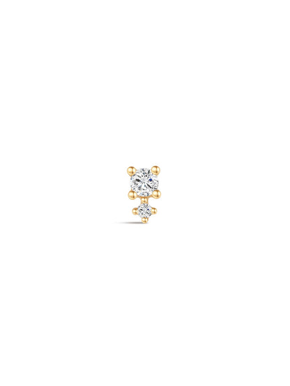 KOSINER 14K Solid Gold Simple Spliced Flat Back Stud