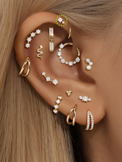 KOSINER 14K Solid Gold Simple Spliced Flat Back Stud