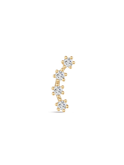 KOSINER 14K Solid Gold Delicate Curved Flat Back Stud