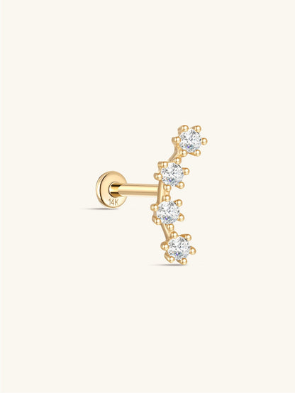 KOSINER 14K Solid Gold Delicate Curved Flat Back Stud