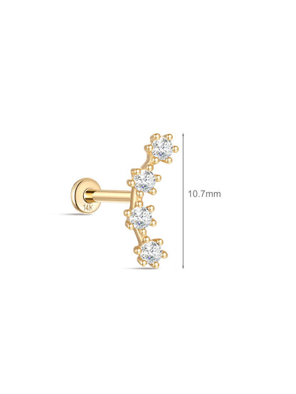 KOSINER 14K Solid Gold Delicate Curved Flat Back Stud