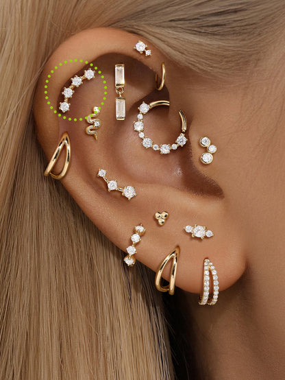 KOSINER 14K Solid Gold Delicate Curved Flat Back Stud