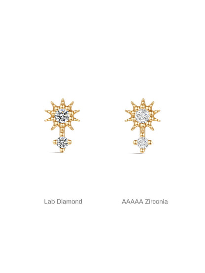 KOSINER 14K Solid Gold 6MM Delicate Sunflower Flat Back Stud