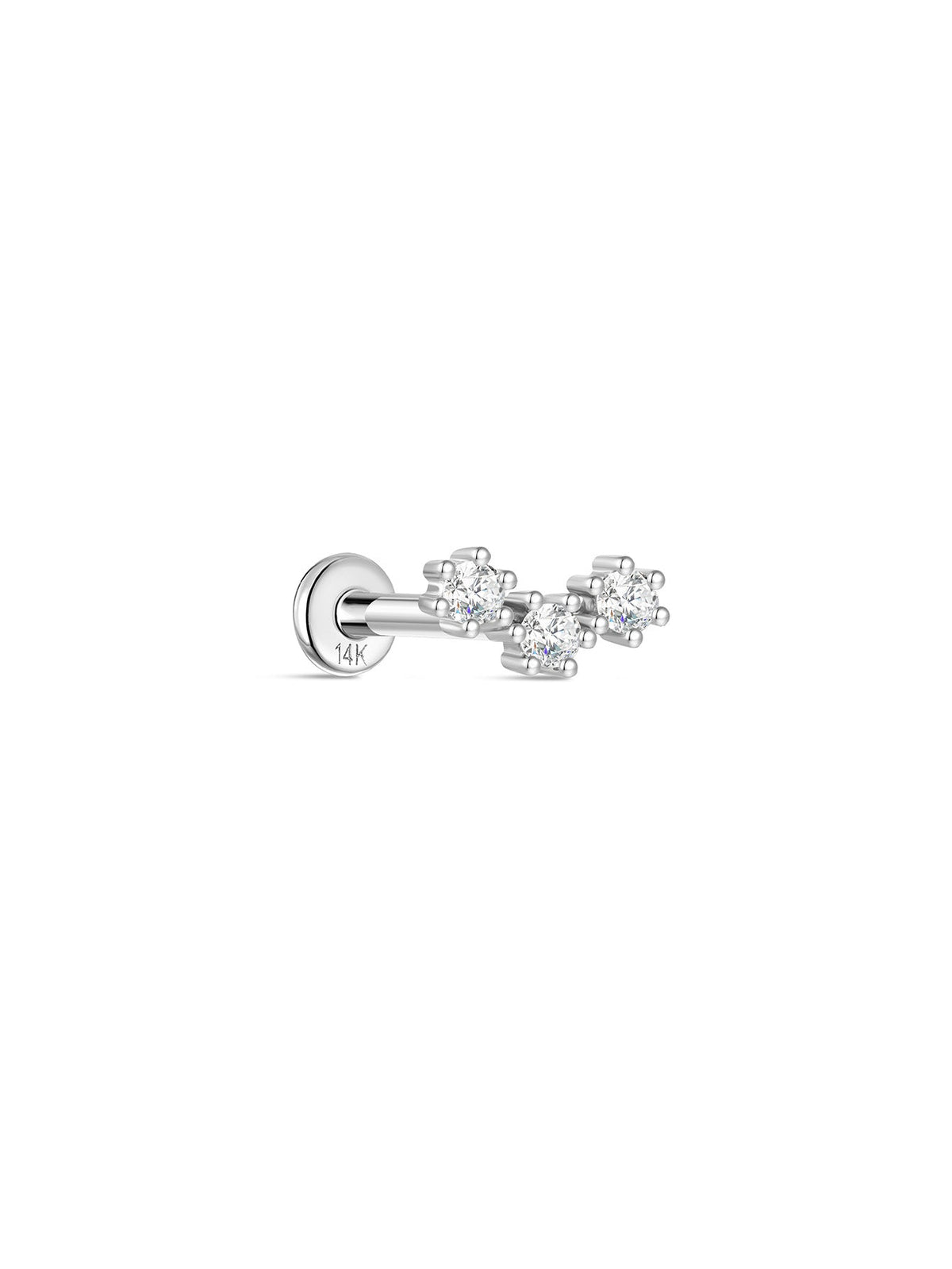 KOSINER 14K Solid Gold Delicate Triple-Point Cluster Flat Back Stud
