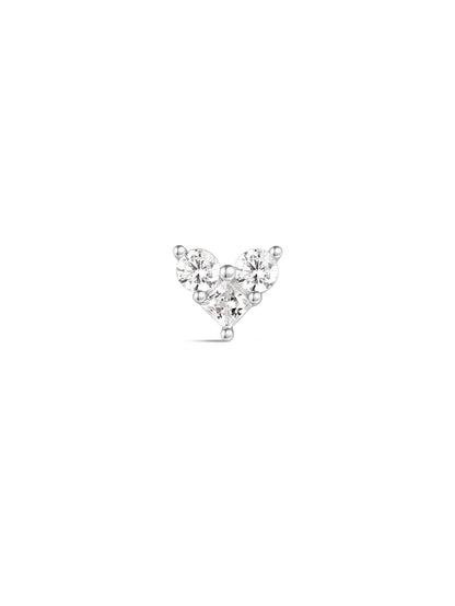 KOSINER 14K Solid Gold Delicate Heart Flat Back Stud