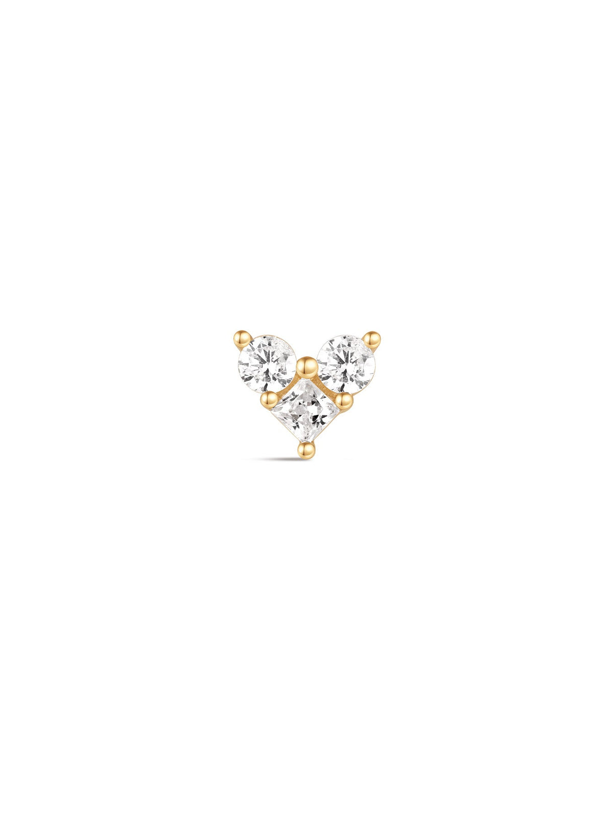 KOSINER 14K Solid Gold Delicate Heart Flat Back Stud