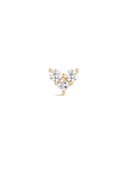 KOSINER 14K Solid Gold Delicate Heart Flat Back Stud