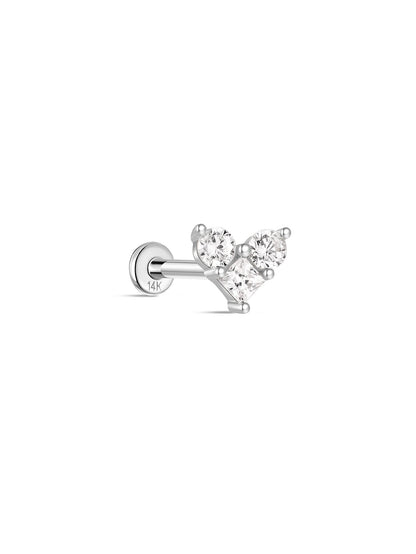 KOSINER 14K Solid Gold Delicate Heart Flat Back Stud