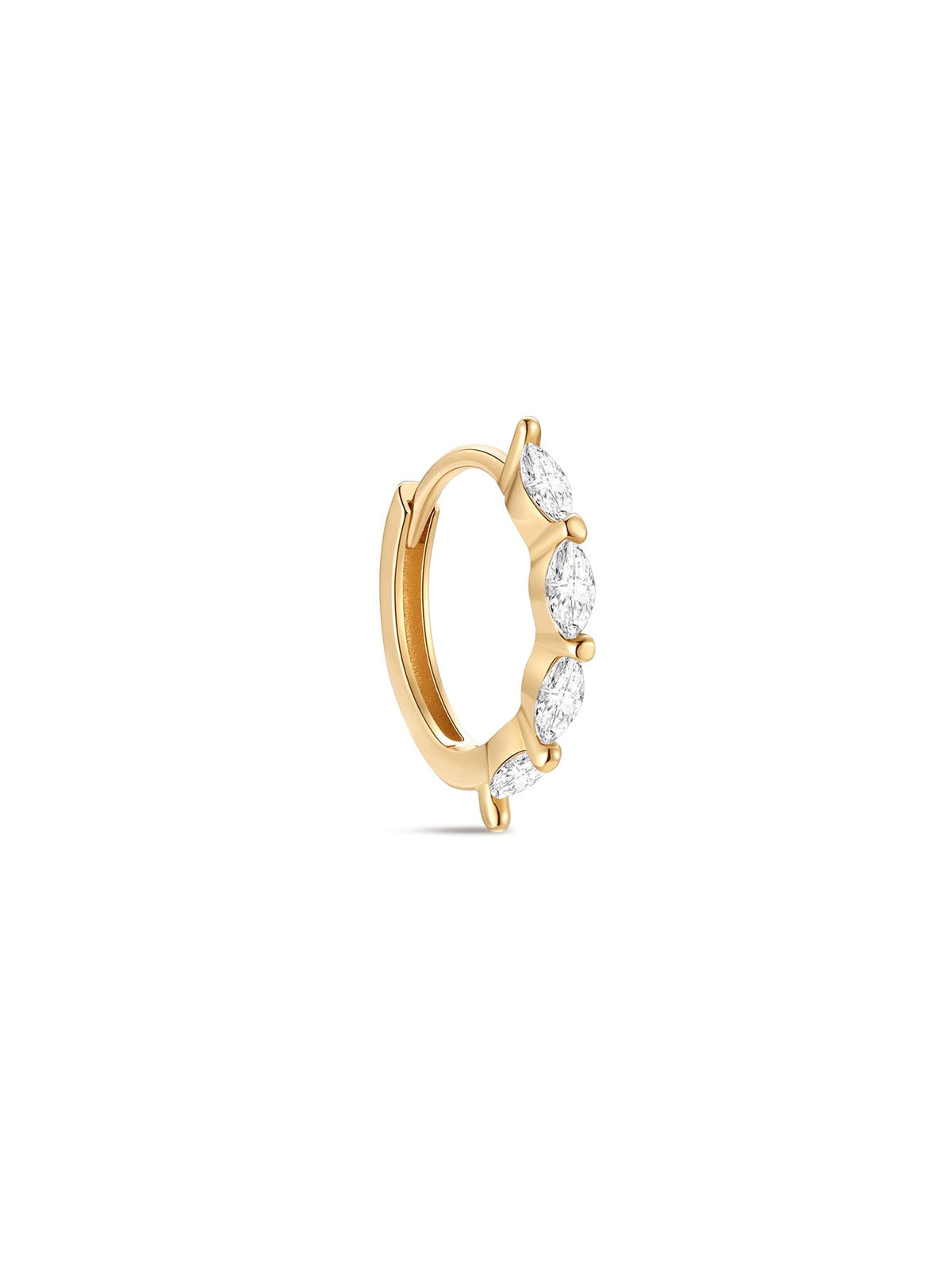 KOSINER 14K Solid Gold Classic Marquise Pave Hoop