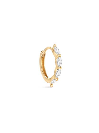 KOSINER 14K Solid Gold Classic Marquise Pave Hoop