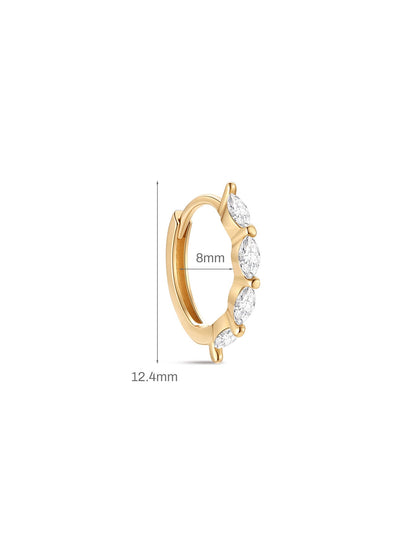 KOSINER 14K Solid Gold Classic Marquise Pave Hoop
