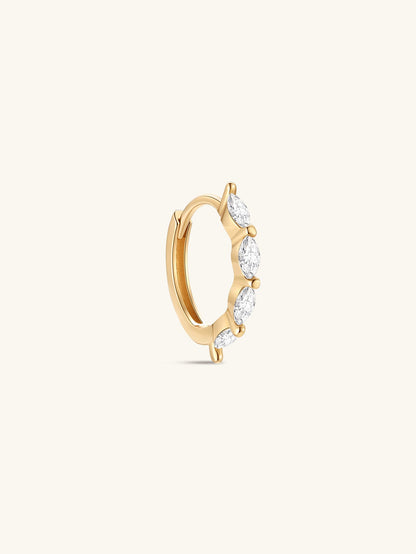 KOSINER 14K Solid Gold Classic Marquise Pave Hoop