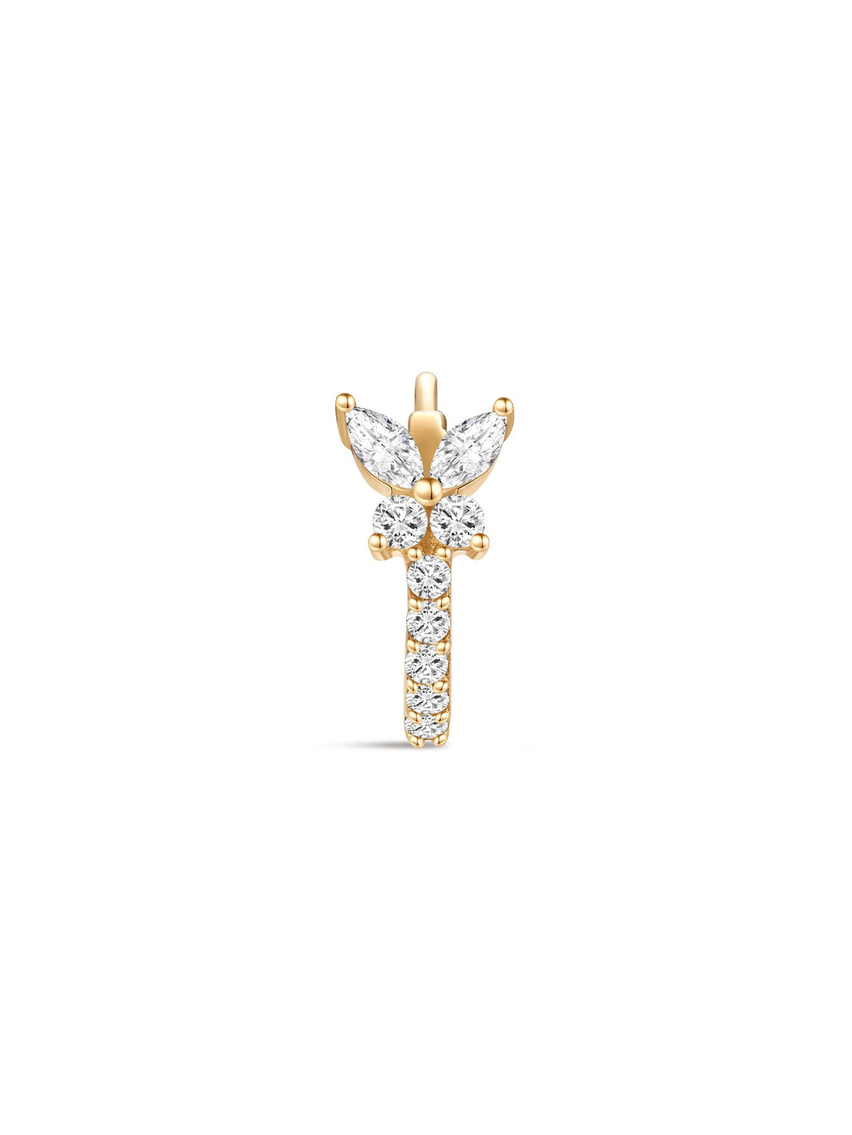 KOSINER 14K Solid Gold Elegant Butterfly Hoop