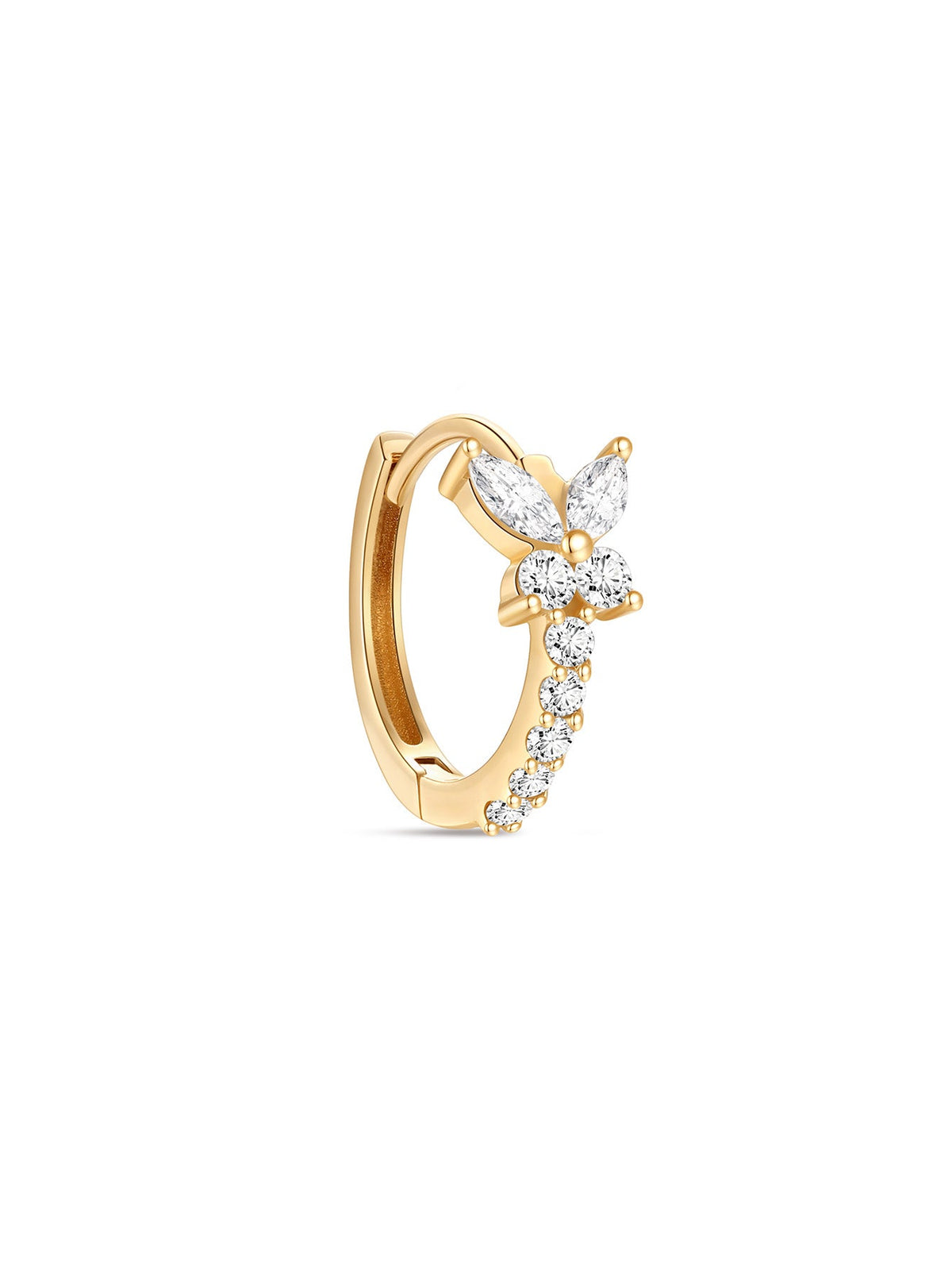 KOSINER 14K Solid Gold Elegant Butterfly Hoop