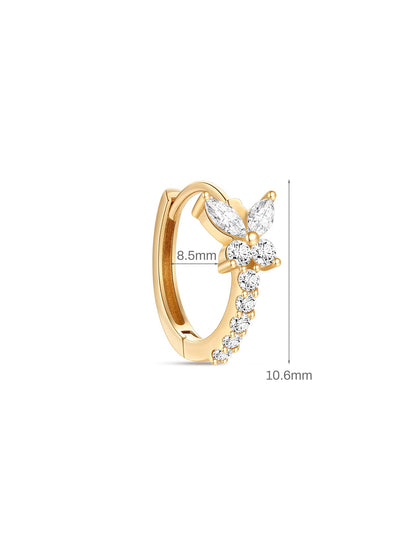 KOSINER 14K Solid Gold Elegant Butterfly Hoop