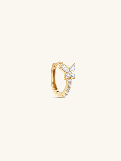 KOSINER 14K Solid Gold Elegant Butterfly Hoop