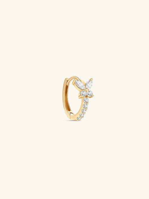 KOSINER 14K Solid Gold Elegant Butterfly Hoop