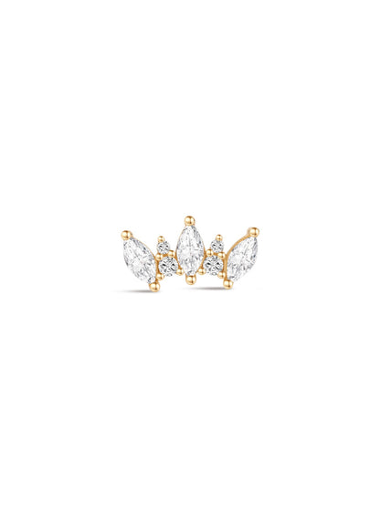 KOSINER 14K Solid Gold Elegant Marquise Crown Flat Back Stud