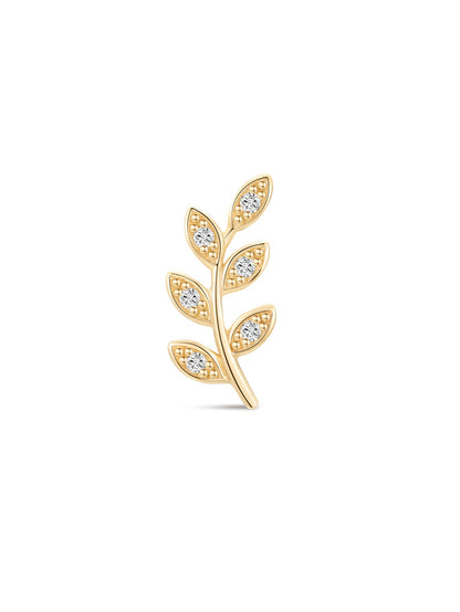 KOSINER 14K Solid Gold Delicate Leaf Flat Back Stud