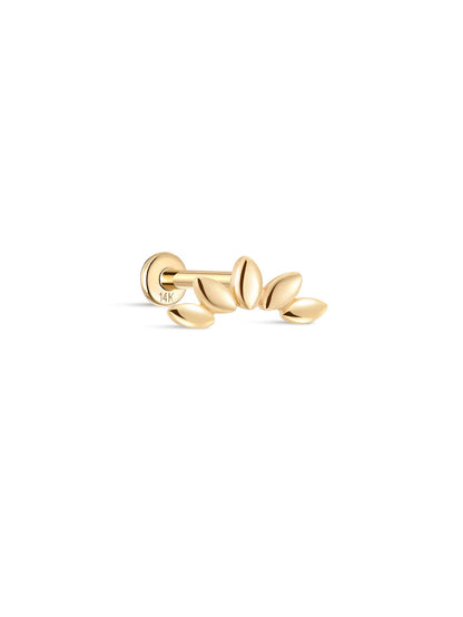KOSINER 14K Solid Gold Glossy Petal Arc Flat Back Stud