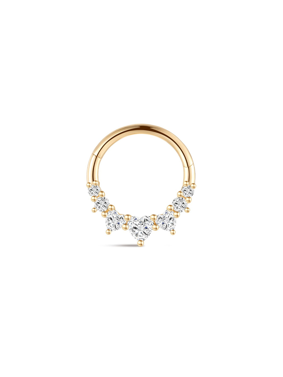 KOSINER 14K Solid Gold Delicate Heart Daith Clicker