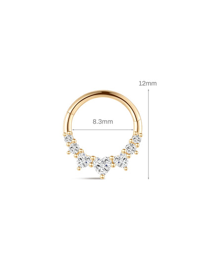KOSINER 14K Solid Gold Delicate Heart Daith Clicker