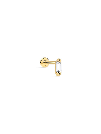 KOSINER 14k Solid Gold Baguette Lab-Grown Flatback Stud