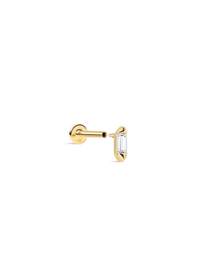KOSINER 14k Solid Gold Baguette Lab-Grown Flatback Stud