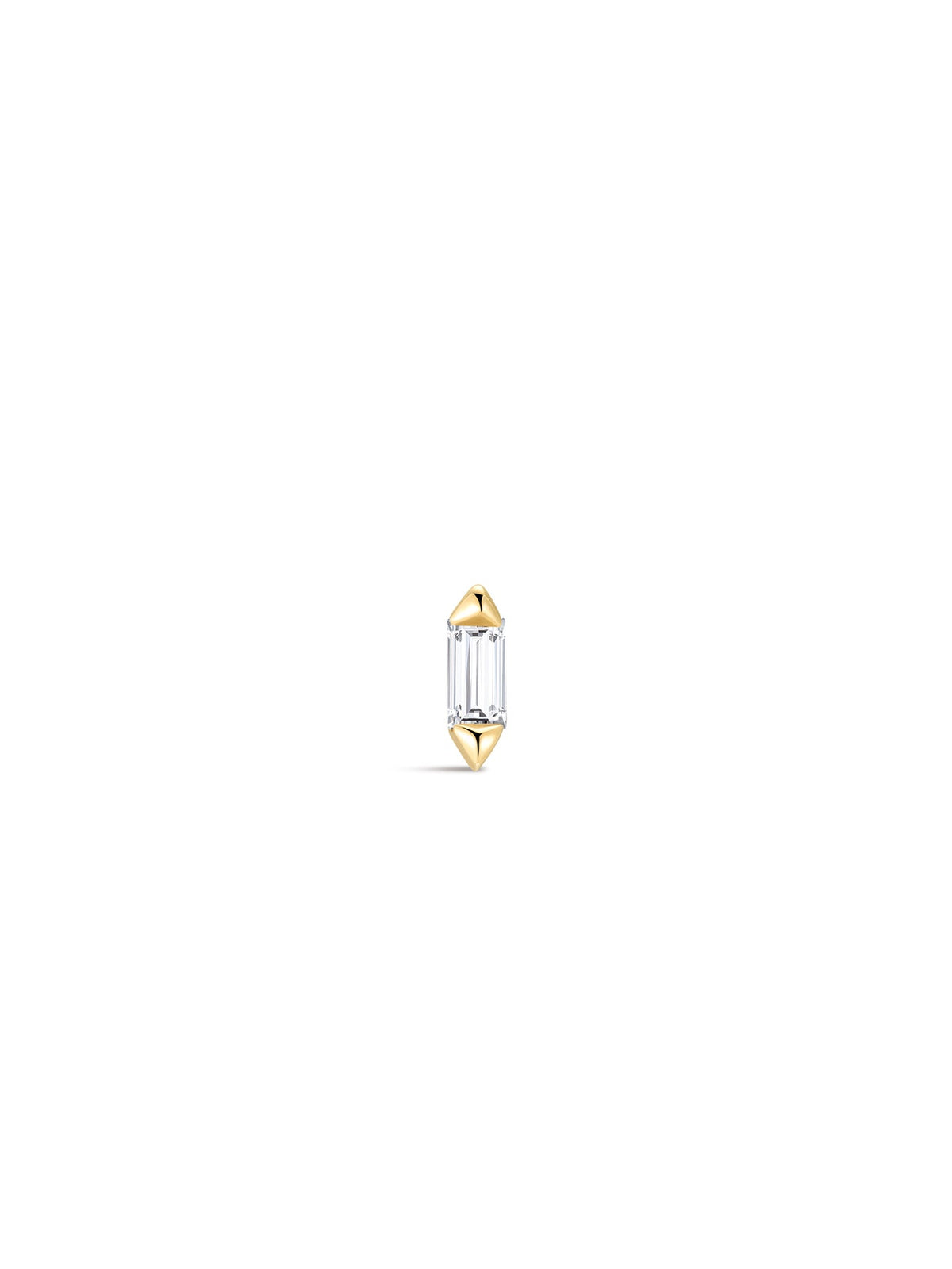 KOSINER 14k Solid Gold Baguette Lab-Grown Flatback Stud