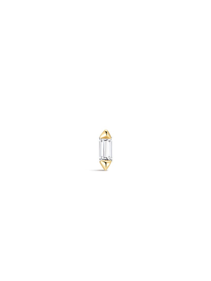 KOSINER 14k Solid Gold Baguette Lab-Grown Flatback Stud