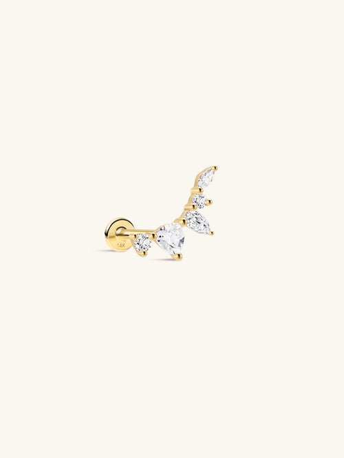 KOSINER Marquise 14K Solid Gold Marquise Curved Flat Back Stud