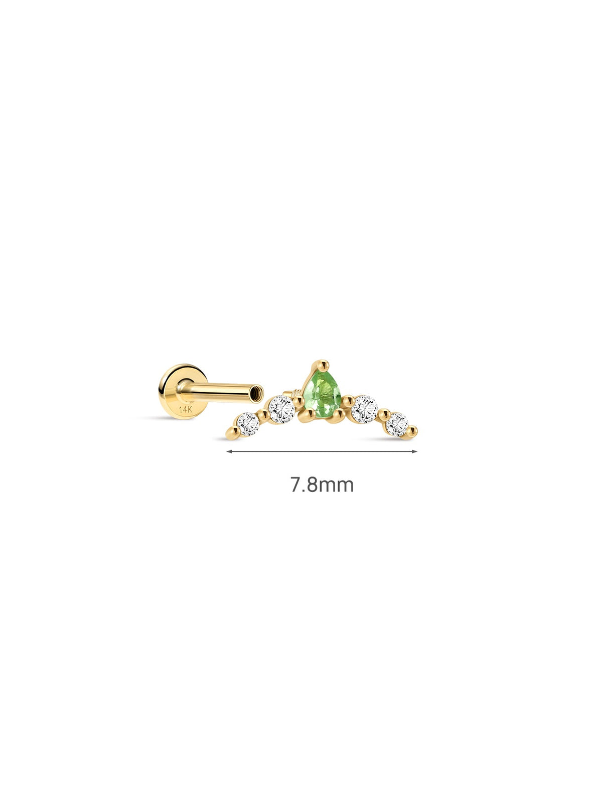 KOSINER Gem Garden 14K Solid Gold Elegant Crown Flat Back Stud