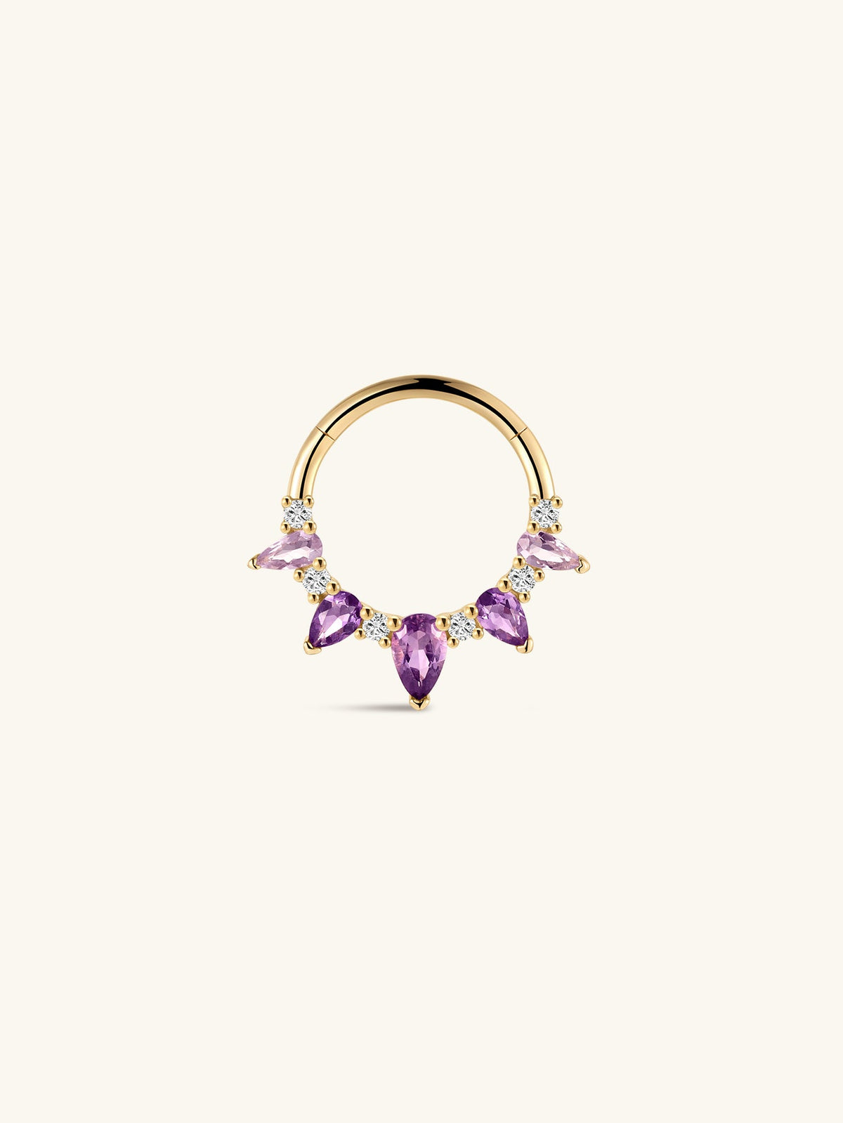 KOSINER Gem Garden 14K Solid Gold Gradient Amethyst Daith Clicker