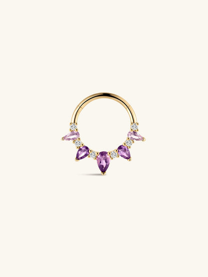 KOSINER Gem Garden 14K Solid Gold Gradient Amethyst Daith Clicker
