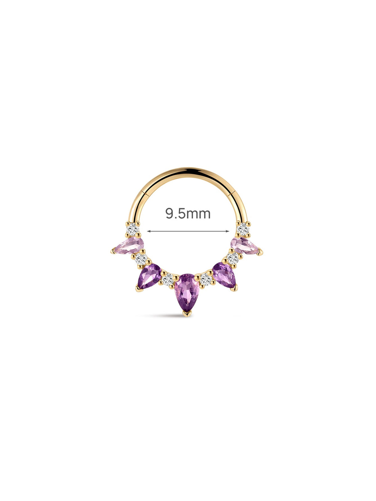 KOSINER Gem Garden 14K Solid Gold Gradient Amethyst Daith Clicker