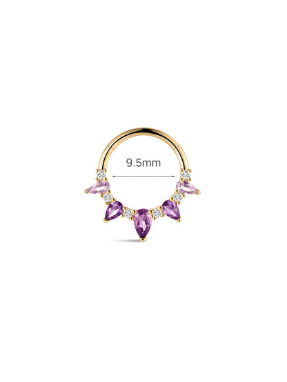 KOSINER Gem Garden 14K Solid Gold Gradient Amethyst Daith Clicker