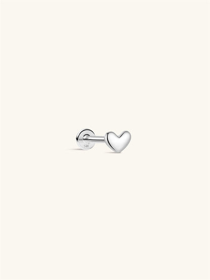 KOSINER 14K Solid Gold Dainty SweetHeart Flat Back Stud