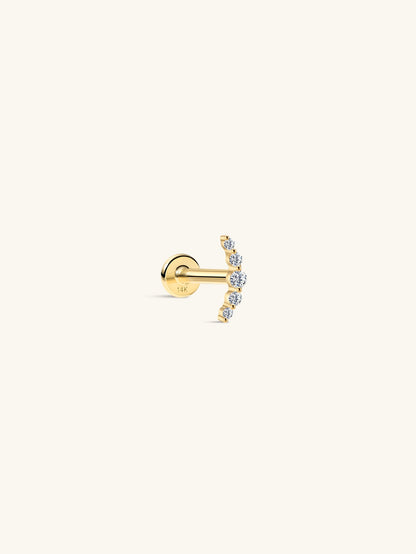 KOSINER 14K Solid Gold Dainty Pave Crescent Flat Back Stud