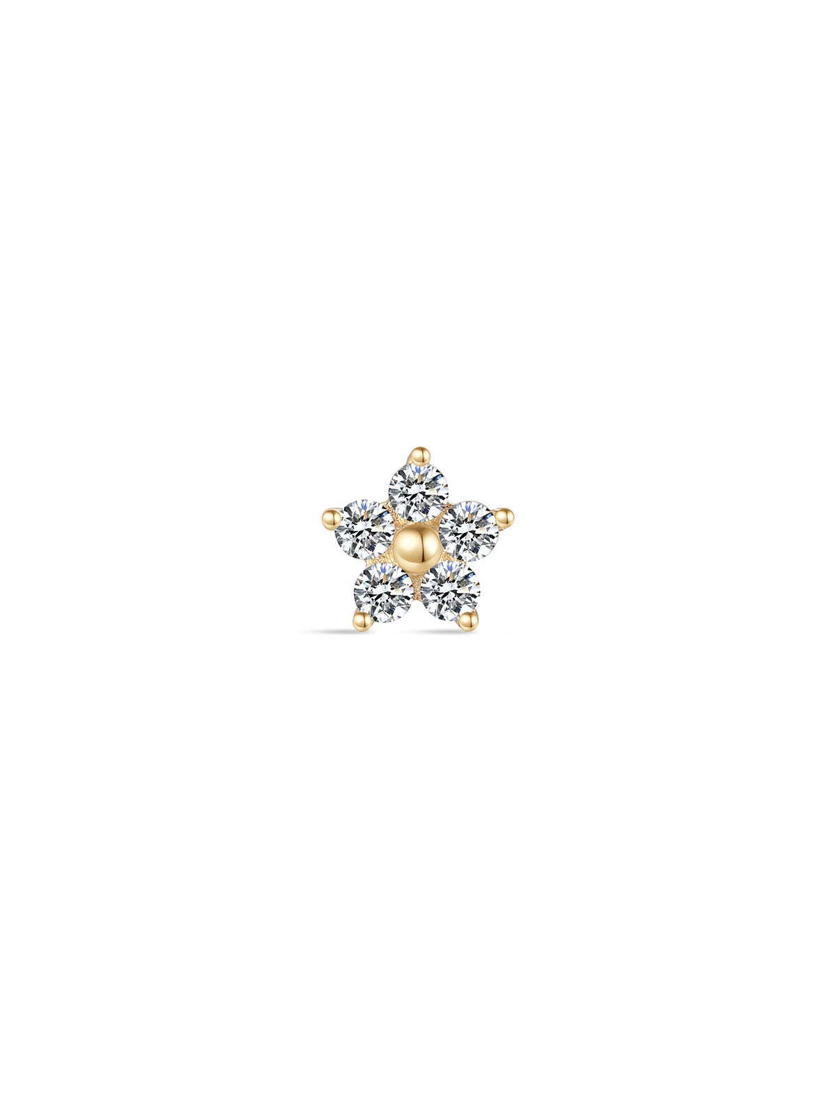 KOSINER 14K Solid Gold Delicate Five-Petal Flower Flat Back Stud