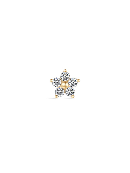 KOSINER 14K Solid Gold Delicate Five-Petal Flower Flat Back Stud