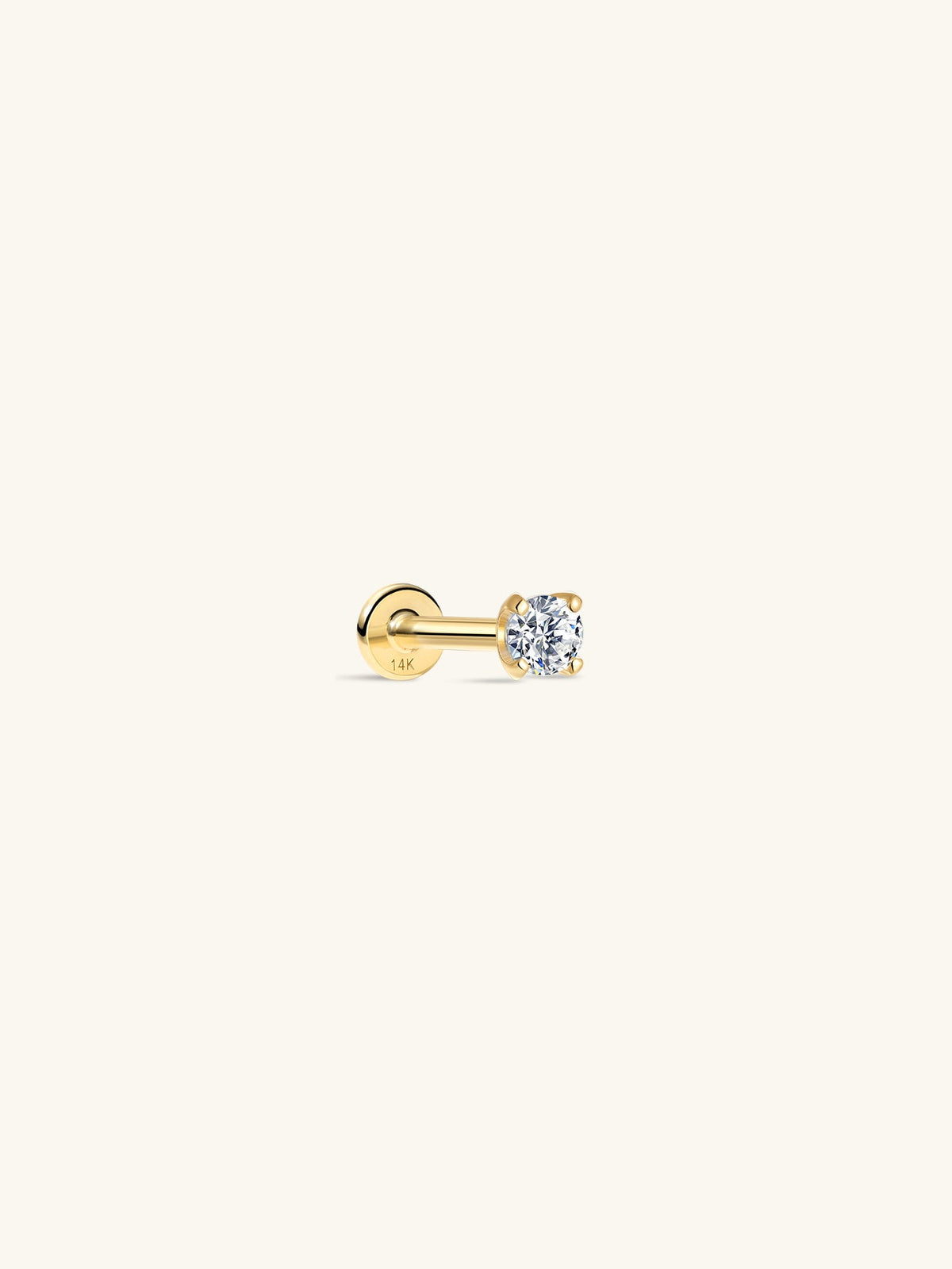 KOSINER 14K Solid Gold Minimalist 4MM Flat Back Stud