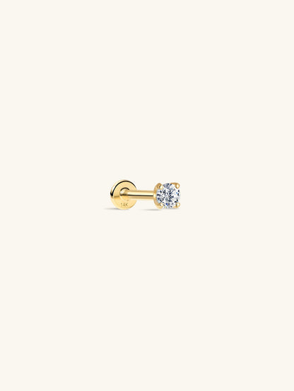 KOSINER 14K Solid Gold Minimalist 4MM Flat Back Stud