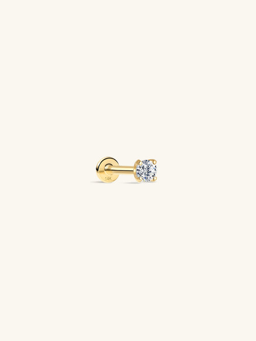 KOSINER 14K Solid Gold Minimalist 4MM Flat Back Stud