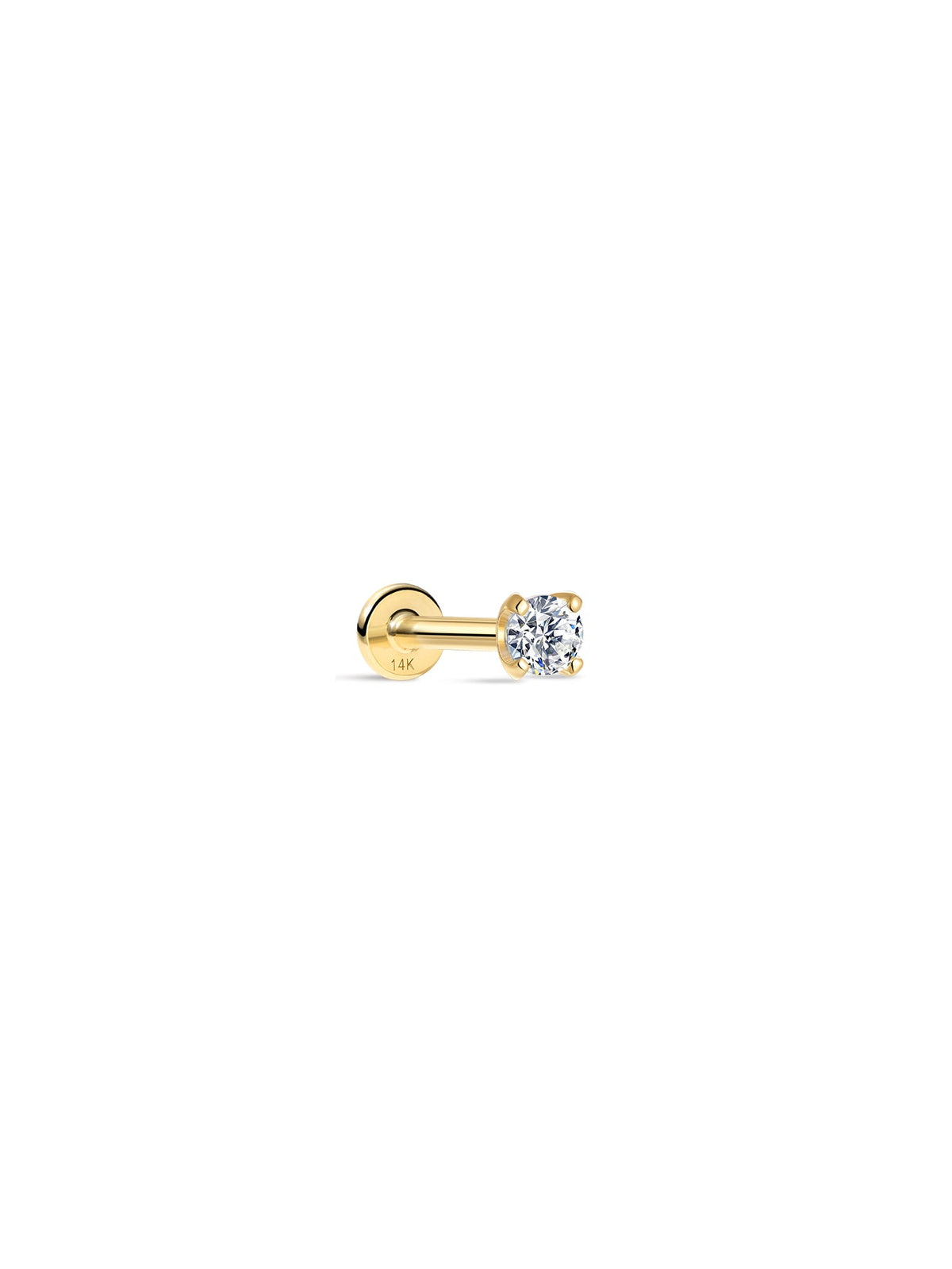 KOSINER 14K Solid Gold Minimalist 4MM Flat Back Stud