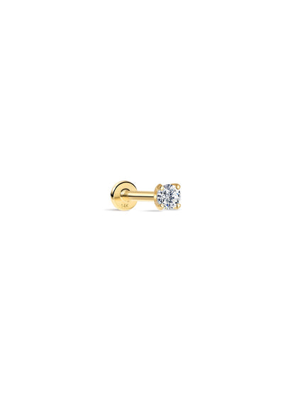 KOSINER 14K Solid Gold Minimalist 4MM Flat Back Stud